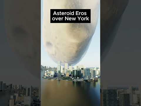 Asteroid Eros compared to New York🤯#newyork #asteroid #city #earth #solarsystem #universe #eros #nyc
